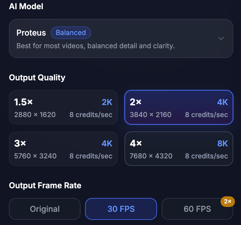 Select Output Quality